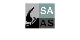 Logo of the South African Arthroplasty Society featuring a stylized design with the letters SAAS and an abstract graphic element.